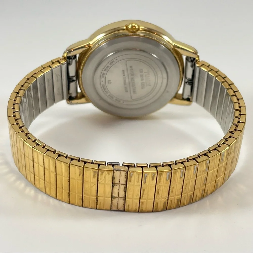Timex Indiglo Gold / White Face Day/Date Watch WR30M